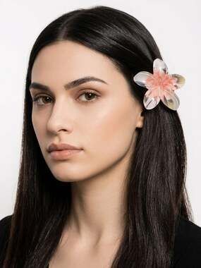 Plero Acrylic Floral Hair Claw Clip Pink Flower Hair Accessory